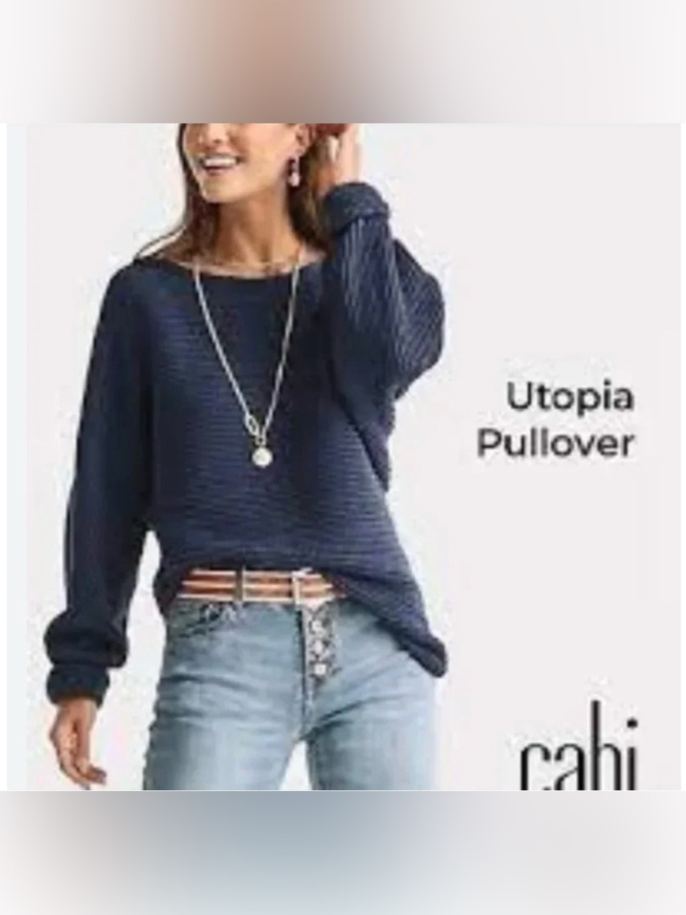 CAbi #6232 - Utopia Ribbed Pullover Sweater - Navy